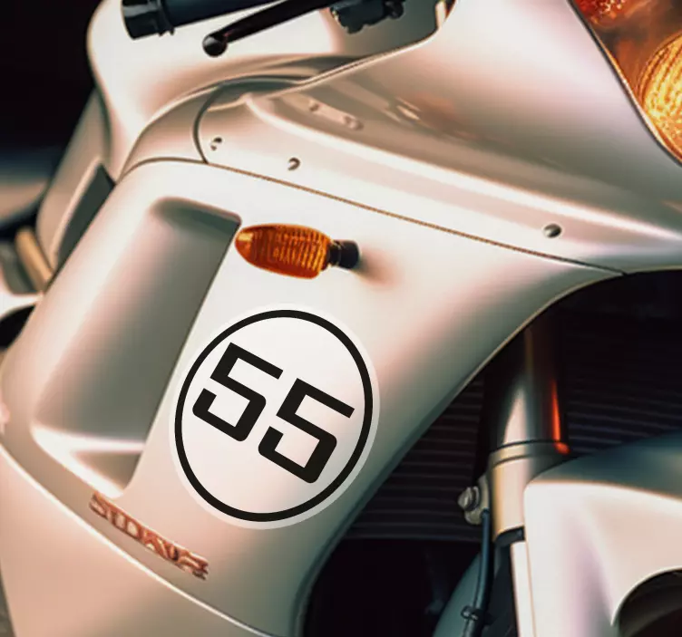 Custom rounded number motorcycle sticker - TenStickers