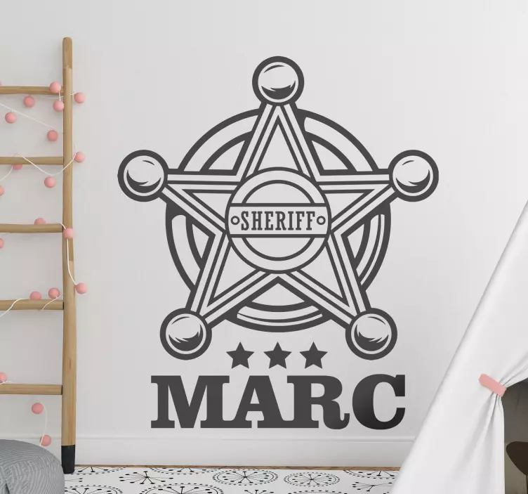 Personalized Sheriff Star Name wall quote decal - TenStickers