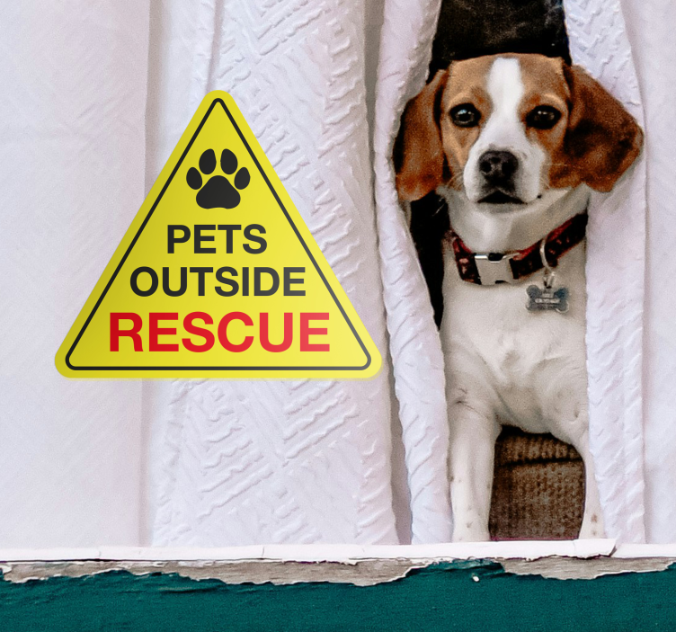 Pet outside rescue sticker sign - TenStickers