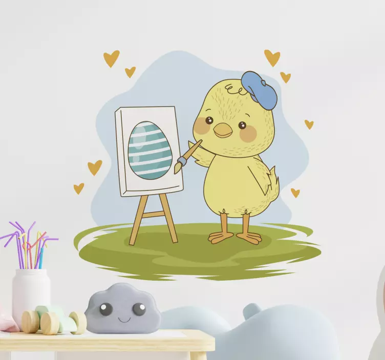 Pet wall sticker charming chick artwork - TenStickers