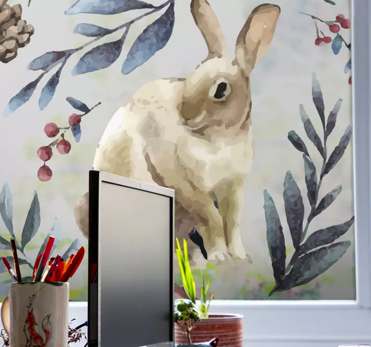 Pet wall sticker rabbit in the greenery - TenStickers