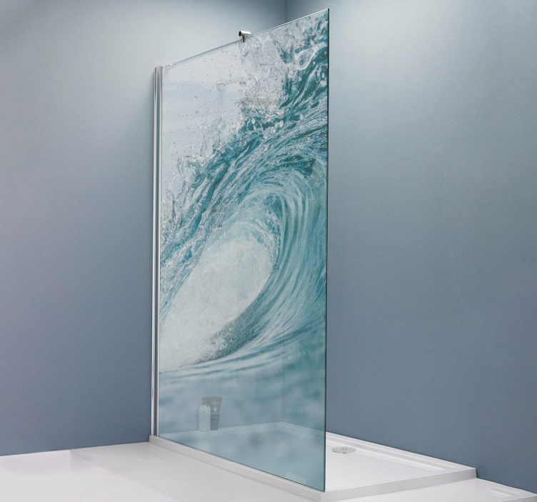 Picture inside of wave on the sea shower decal - TenStickers