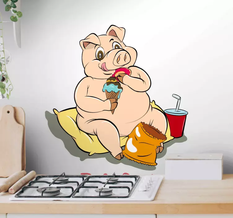 Pig out  furniture sticker - TenStickers