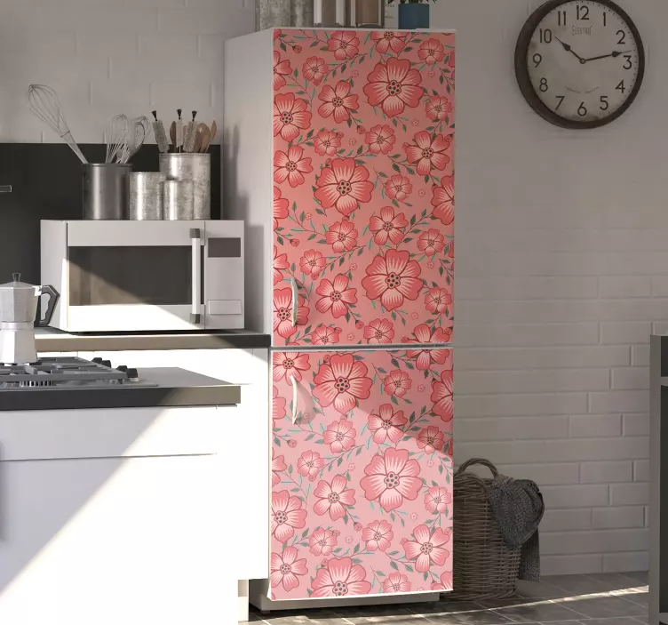 Pink daisy flower fridge decal - TenStickers