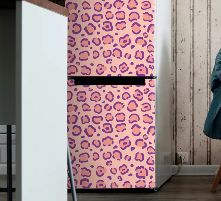 Pink leopard print animal skin fridge sticker - TenStickers