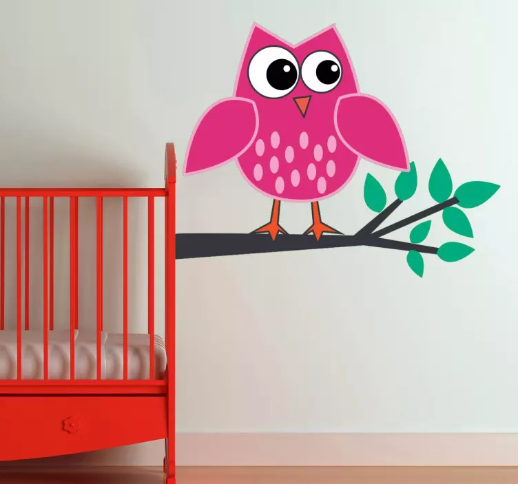 Pink Owl Kids Sticker - TenStickers