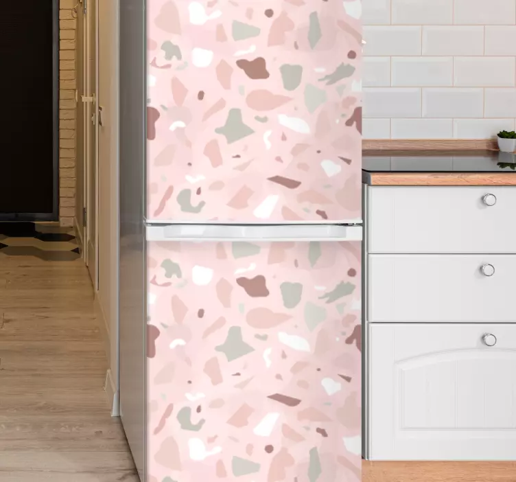 Pink shades terrazzo pattern fridge decal - TenStickers