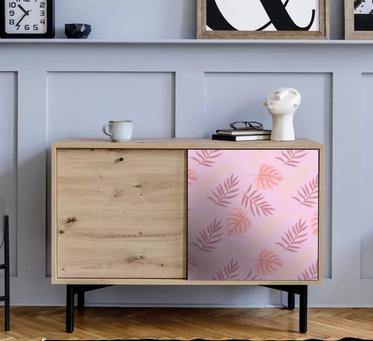 Pink tropical leaf design furniture decal - TenStickers
