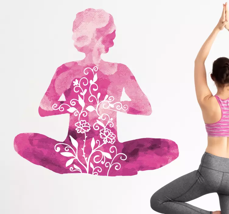 Pink Yoga Pose wall sticker - TenStickers