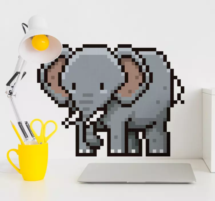 Pixel elephant animal wall decal - TenStickers