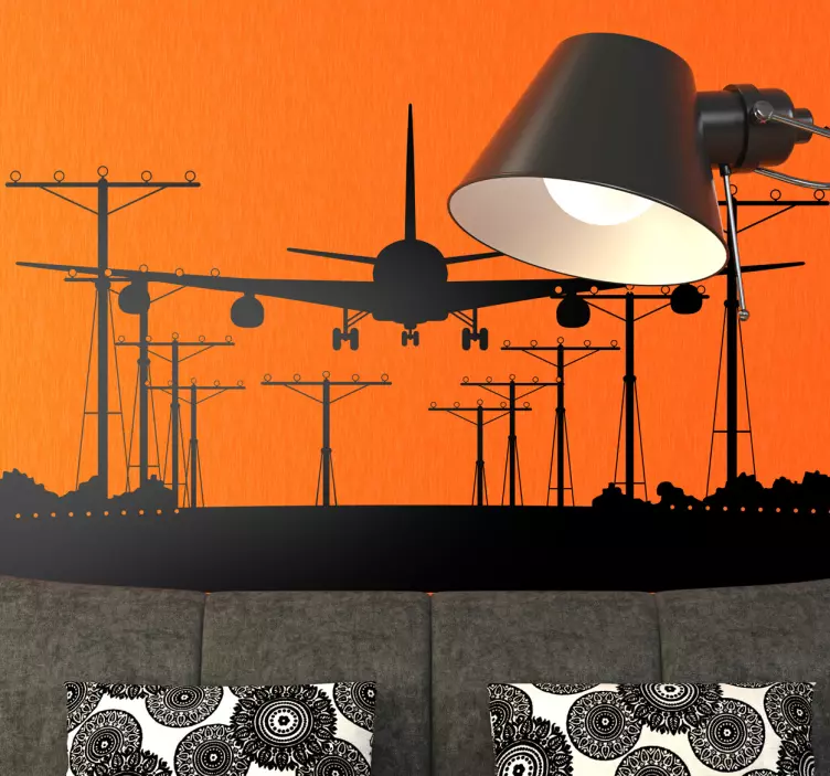 Plane & Airport Runway Silhouette Wall Sticker - TenStickers