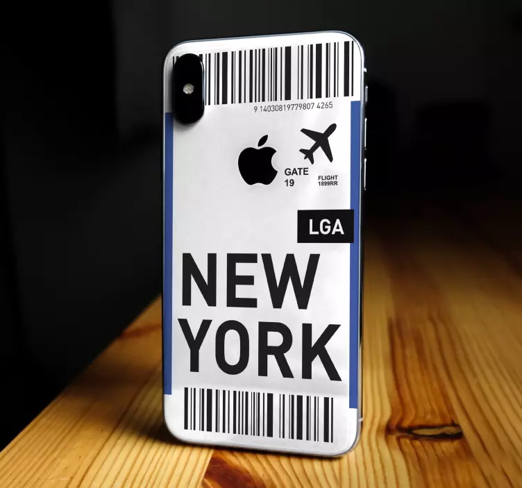 Plane ticket to New York iPhone sticker - TenStickers