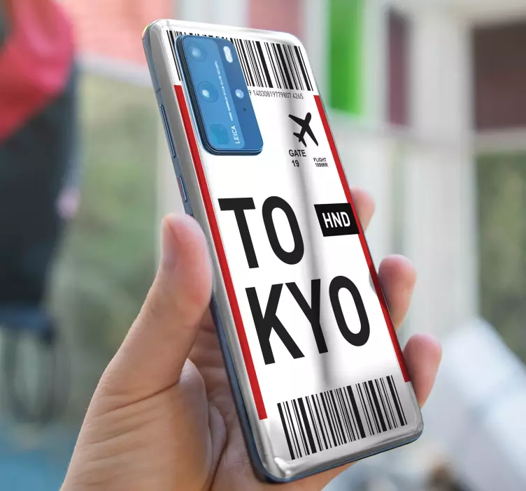 Plane ticket to Tokyo Huawei sticker - TenStickers