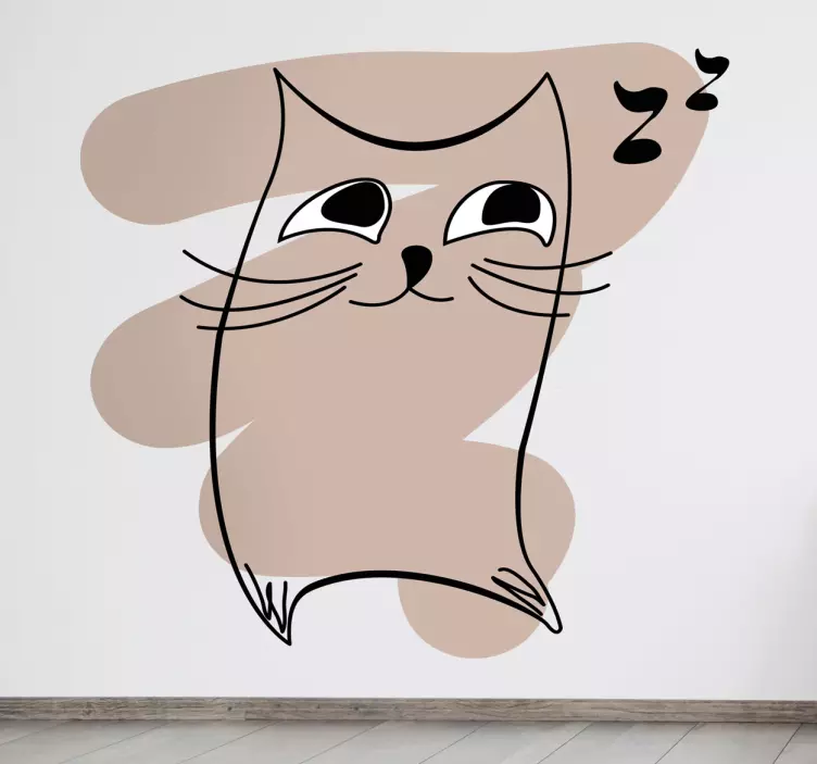 Playful Cat Illustration wall sticker - TenStickers