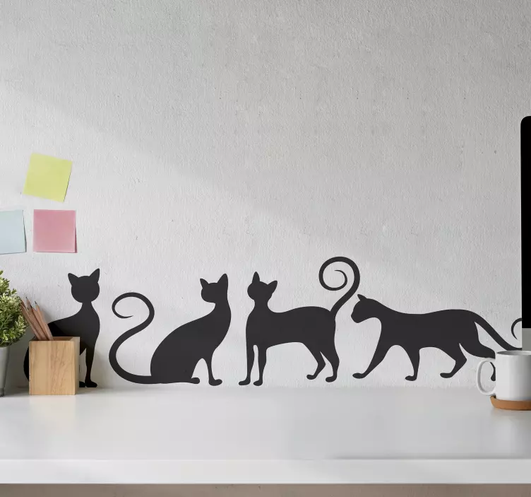 Playful Cat Silhouettes wall sticker - TenStickers