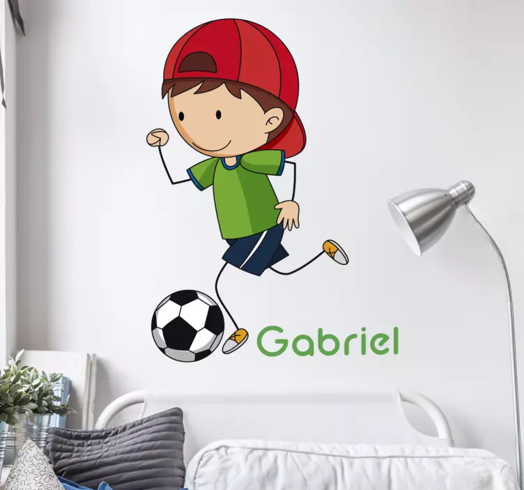 Playful Child Kicking Soccer wall stickers for kids - TenStickers