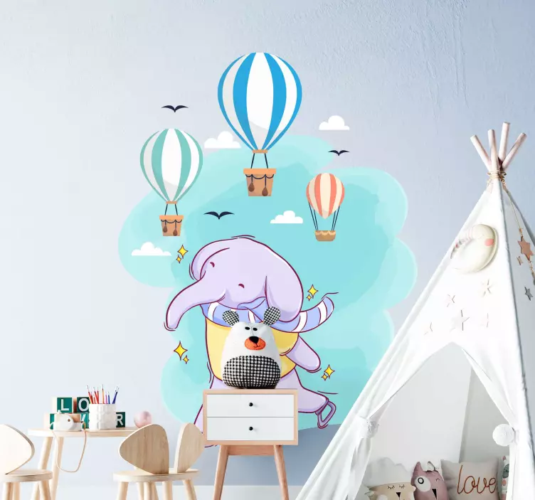 Playful Elephant Adventure wall stickers for kids - TenStickers