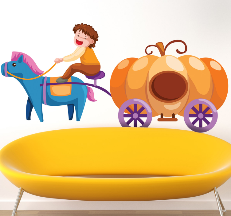 Playful Horse Carriage cartoon sticker - TenStickers