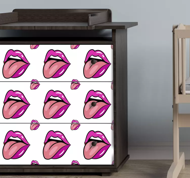 Playful lip motif furniture sticker - TenStickers