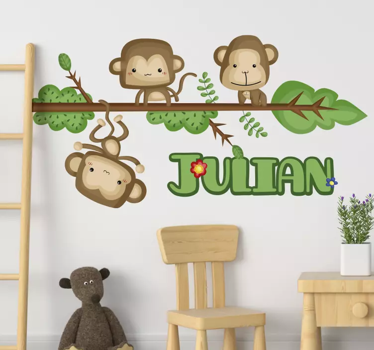 Playful Monkey Family wall stickers for kids - TenStickers