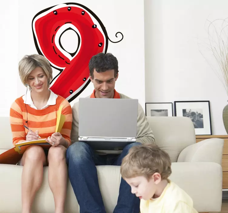 Playful Number Nine location wall sticker - TenStickers
