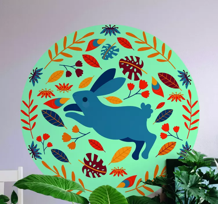 Playful Rabbit Illustration animal wall decal - TenStickers