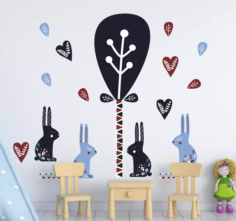 Playful Rabbit Motif wall stickers for kids - TenStickers