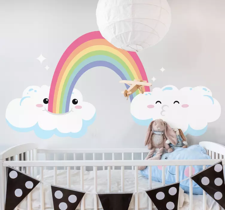Playful rainbow clouds wall stickers for kids - TenStickers