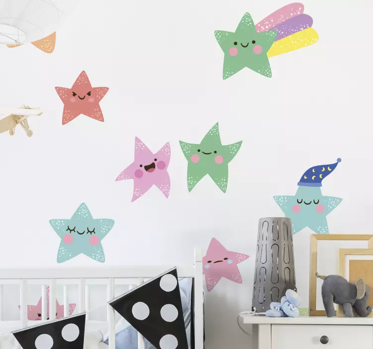 Playful Star Characters wall stickers for kids - TenStickers