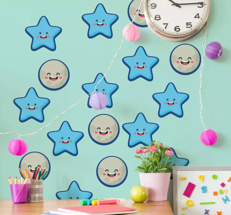 Playful Star Smiles wall stickers for kids - TenStickers