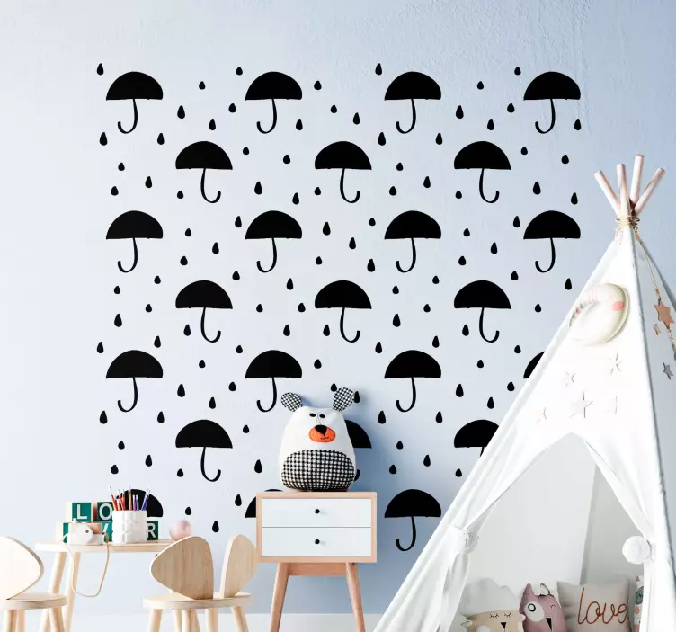 Playful Umbrella Pattern wall stickers for kids - TenStickers