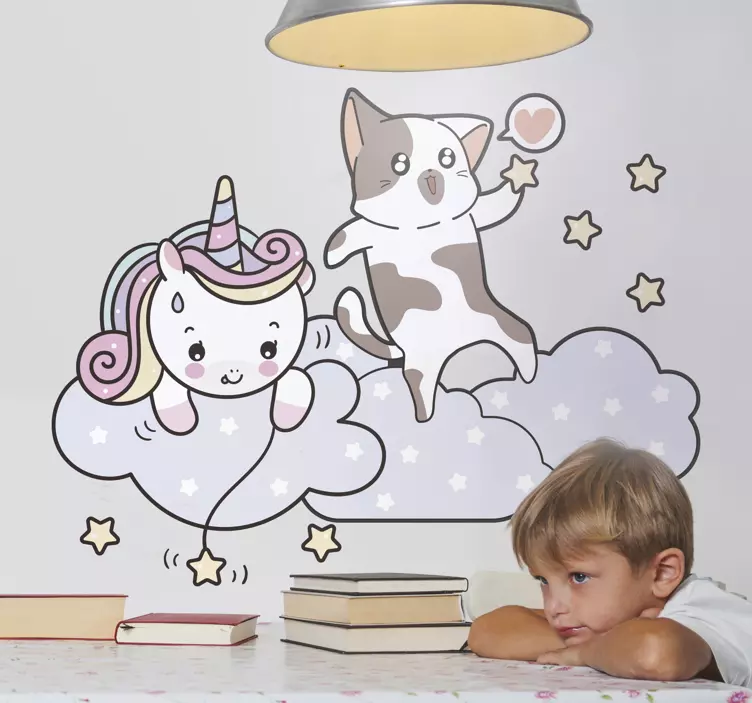 Playful unicorn adventure wall stickers for kids - TenStickers