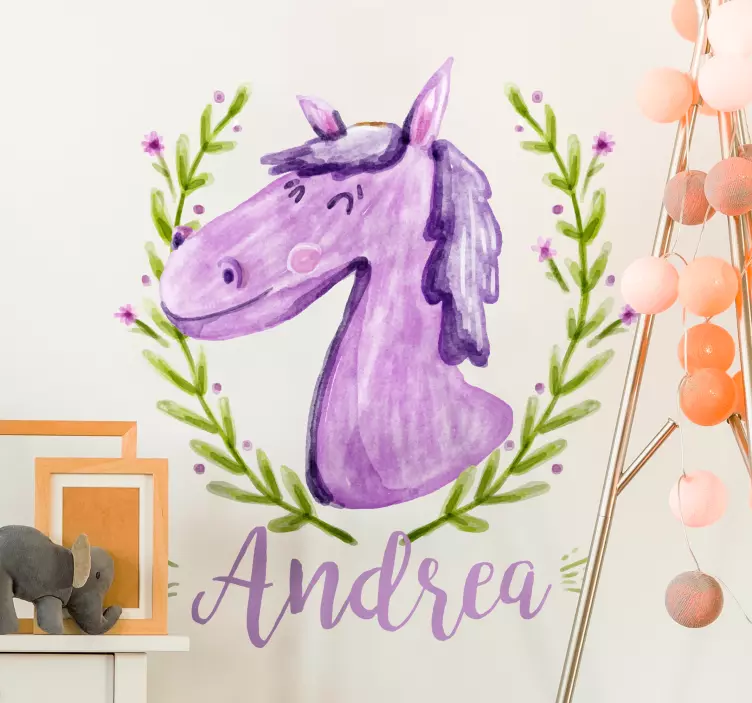 Playful Unicorn Portrait wall stickers for kids - TenStickers