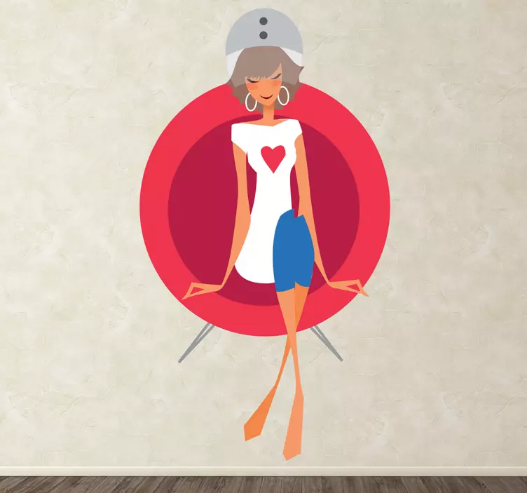 Playful Woman Sitting character sticker - TenStickers