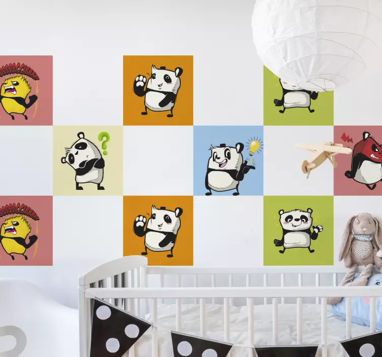 Playing pandas wall border sticker - TenStickers