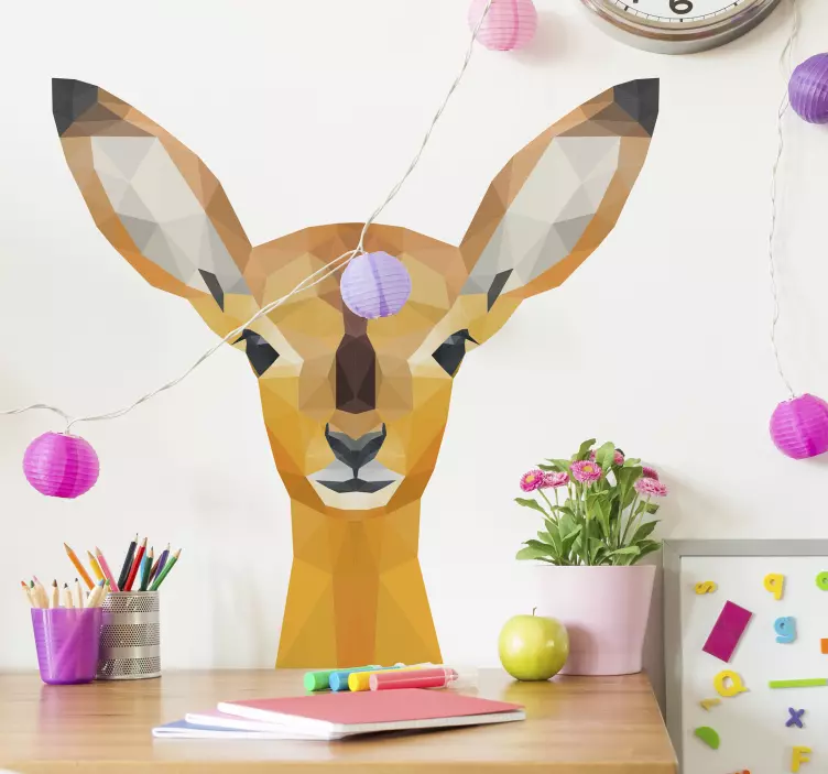 Polygonal Deer Face animal wall decal - TenStickers
