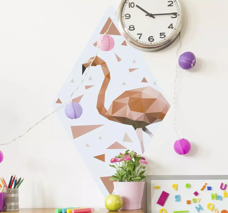 Polygonal Flamingo Shape bird wall decal - TenStickers