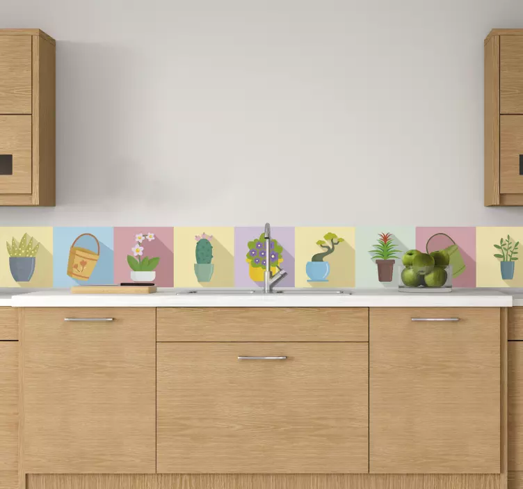 Pots wall border vinyl sticker - TenStickers