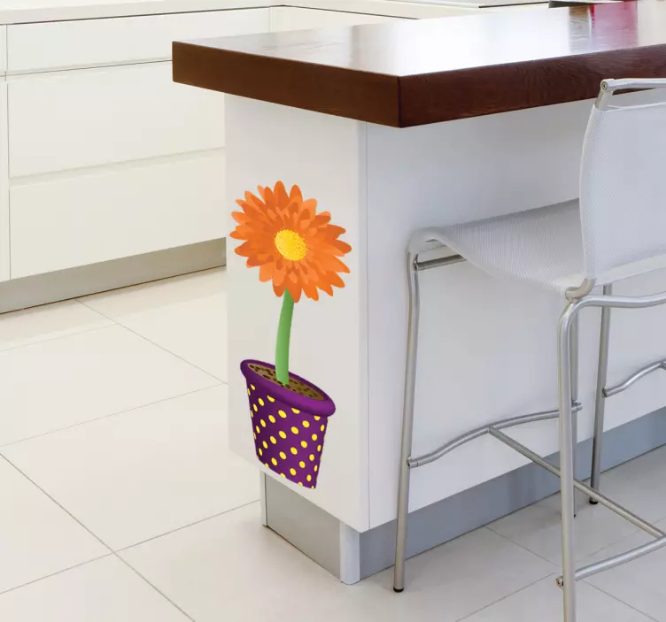 Potted Sunflower Wall Sticker - TenStickers