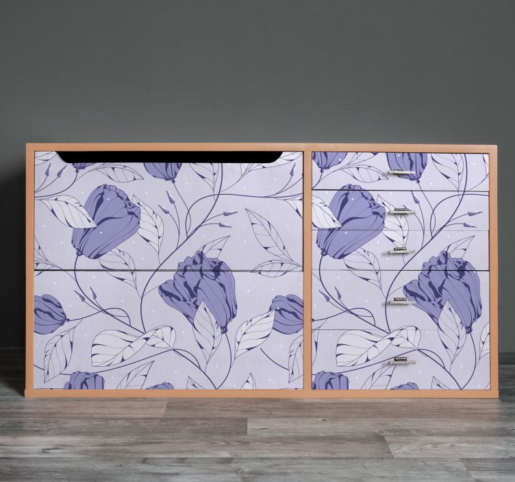 Purple flowers kallax furniture sticker - TenStickers