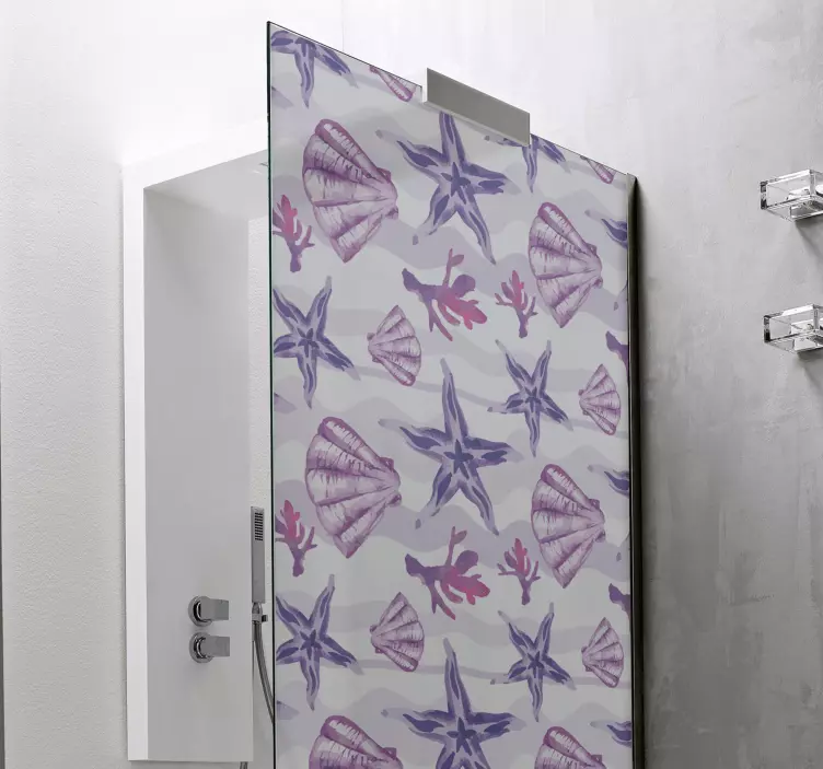 Purple Seashell shower screen sticker - TenStickers