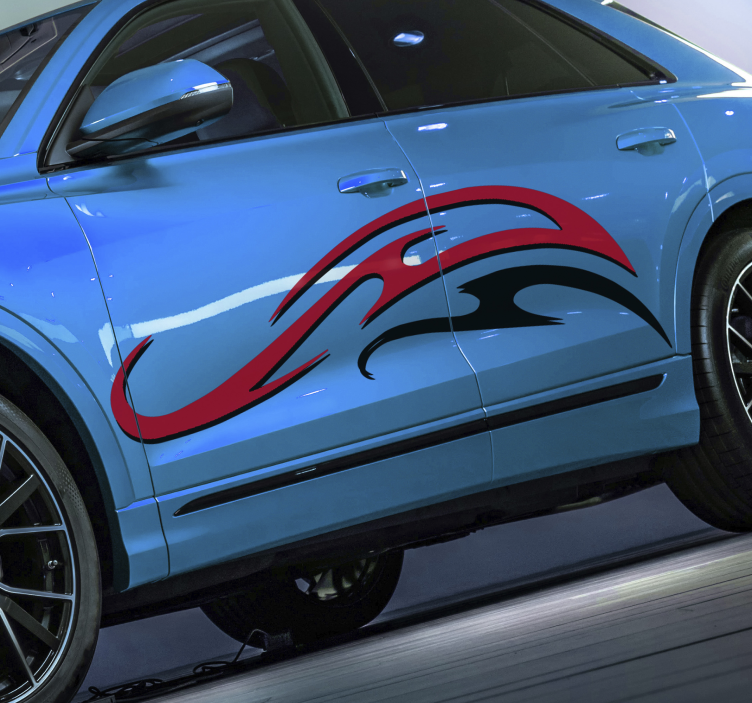 Race car with stripes white and red Car Decal - TenStickers