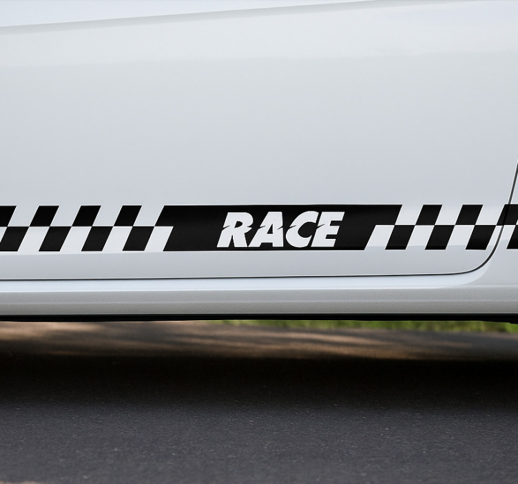 Race Checkered Side Stripe car decal - TenStickers