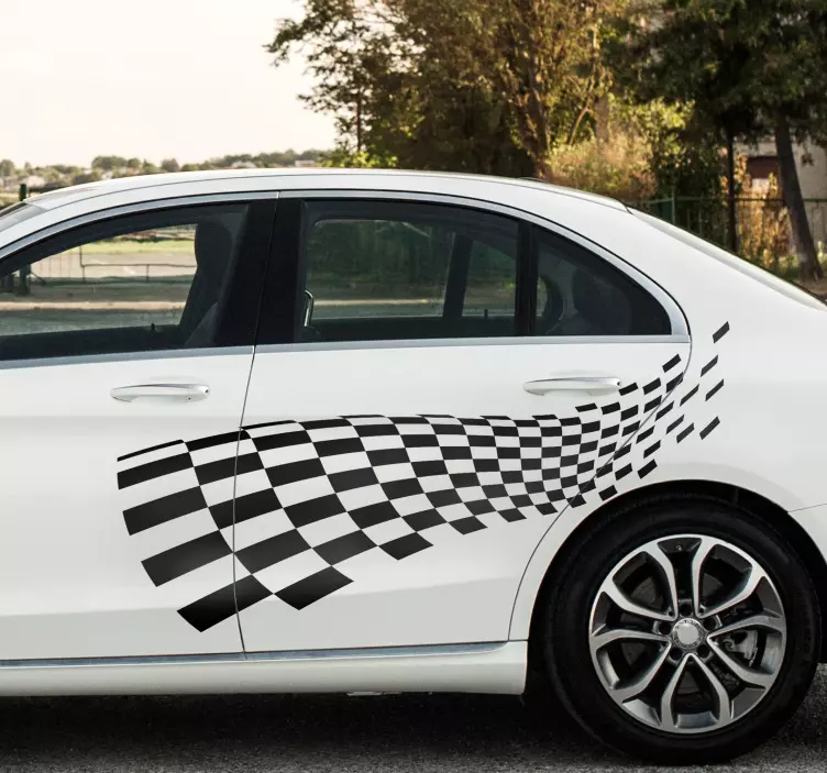 Racing flag car vinyl sticker - TenStickers