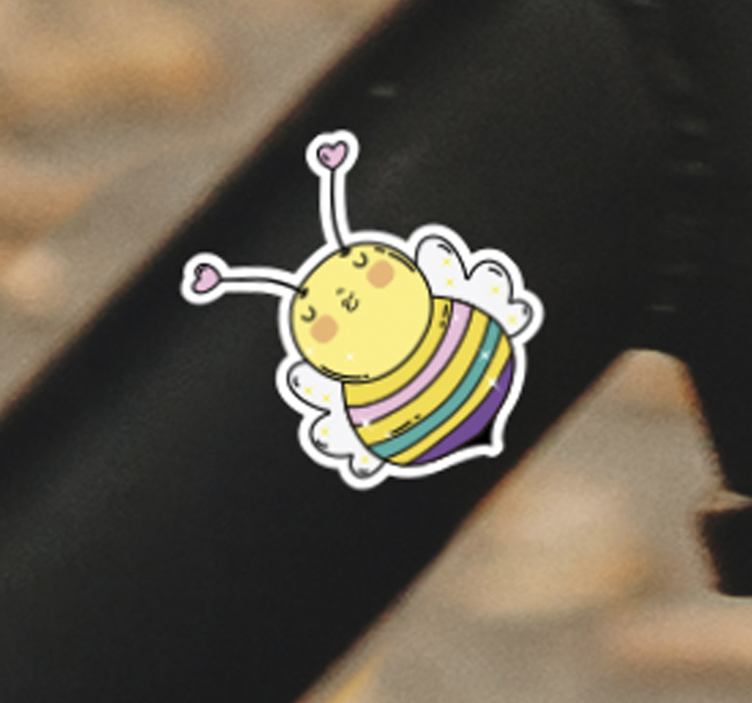 Rainbow bee bike vinyl sticker - TenStickers