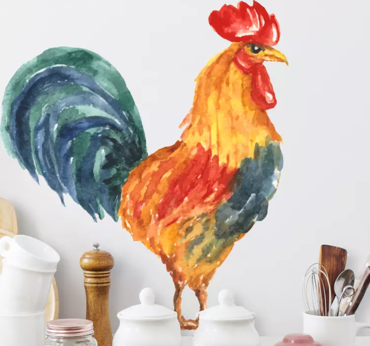Realistic  drawing  of rooster kitchen sticker - TenStickers