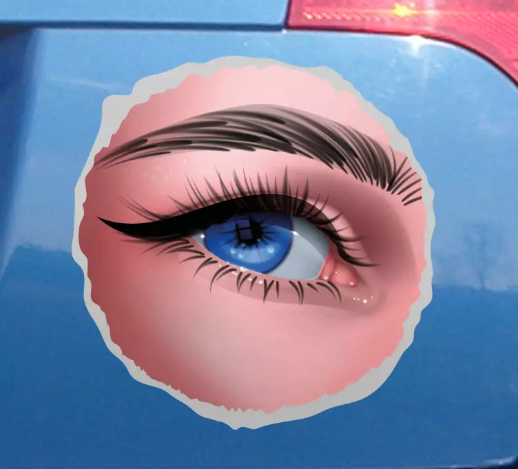 Realistic eyes peeking design car sticker - TenStickers
