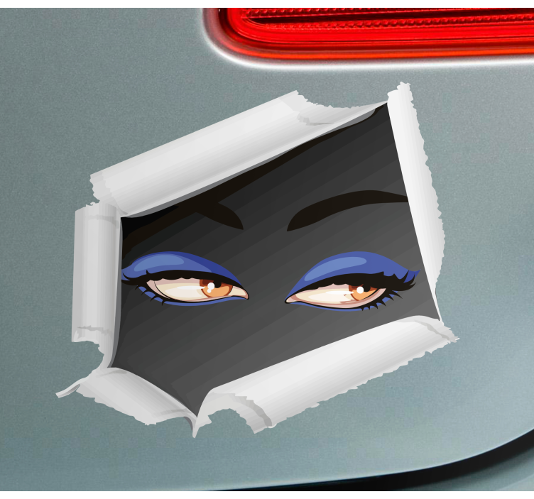 Realistic woman eyes peeking car sticker - TenStickers