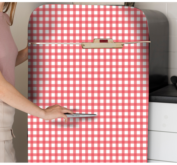 Red checked decoration fridge sticker - TenStickers