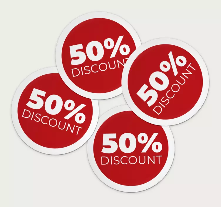 Red circular discount sale sticker - TenStickers